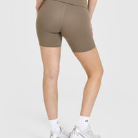 SoftMotion™ Fold Over Shorts 6" with White Logo | Moss Brown
