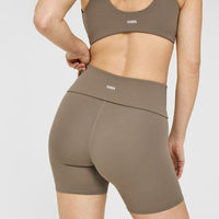 SoftMotion™ Fold Over Shorts 6" with White Logo | Moss Brown
