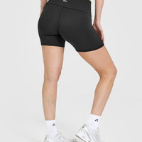 SoftMotion™ Fold Over Shorts 6" with White Logo | Soft Black