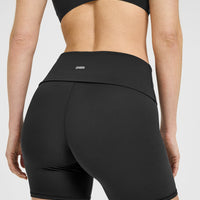 SoftMotion™ Fold Over Shorts 6" with White Logo | Soft Black