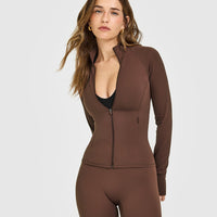 SoftMotion™ Jacket with White Logo | Espresso Brown