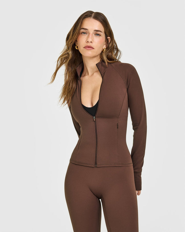 SoftMotion™ Jacket with White Logo | Espresso Brown