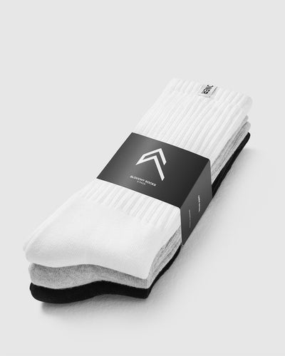 Slouchy Socks 3 Pack | Black/White/Grey Marl