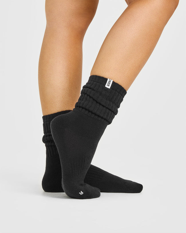 Slouchy Socks 3 Pack | Black/White/Grey Marl