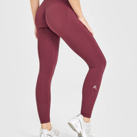 EnhanceLift™ Seamless Leggings with White Logo | Burnt Maroon