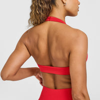 Effortless Seamless Halter Neck Sports Bra | Muscle Mommy Red