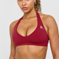 Effortless Seamless Halter Neck Sports Bra | Claret Red