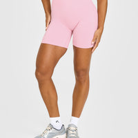 Effortless Seamless Shorts with White Logo | Petal Pink