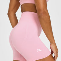 Effortless Seamless Shorts with White Logo | Petal Pink