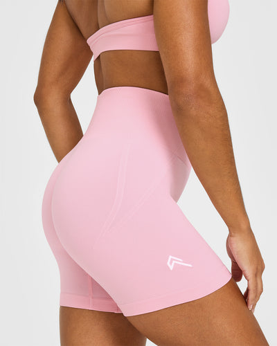 Effortless Seamless Shorts with White Logo | Petal Pink