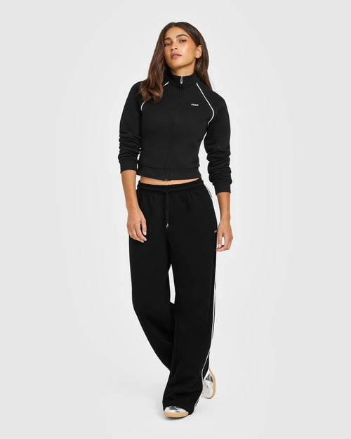 Jersey Tracksuit Zip Through Jacket | Black