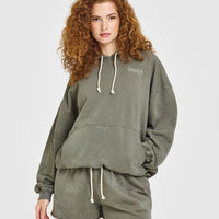 Raw Lounge Oversized Hoodie | Washed Alpine Green