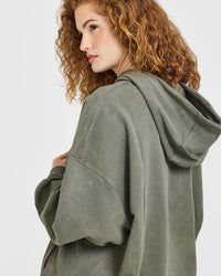 Raw Lounge Oversized Hoodie | Washed Alpine Green