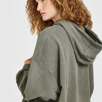 Raw Lounge Oversized Hoodie | Washed Alpine Green