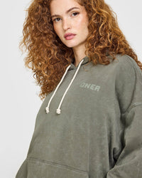 Raw Lounge Oversized Hoodie | Washed Alpine Green