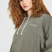 Raw Lounge Oversized Hoodie | Washed Alpine Green