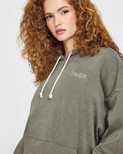 Raw Lounge Oversized Hoodie | Washed Alpine Green