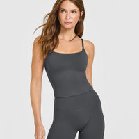 SoftMotion™ Strappy Mid Vest with Built in Bra Shelf | Coal