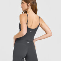SoftMotion™ Strappy Mid Vest with Built in Bra Shelf | Coal