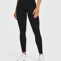 Timeless High Waisted Leggings with White Logo | Black