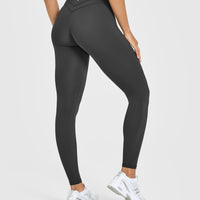 Unified High Waisted Leggings White Logo | Coal