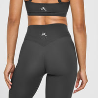 Unified High Waisted Leggings White Logo | Coal
