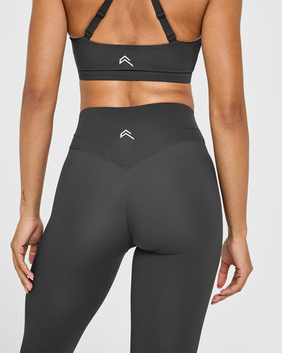 Unified High Waisted Leggings White Logo | Coal