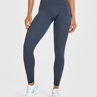 Unified High Waisted Leggings White Logo | True Blue