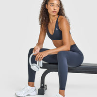 Unified High Waisted Leggings White Logo | True Blue