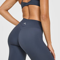 Unified High Waisted Leggings White Logo | True Blue