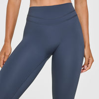 Unified High Waisted Leggings White Logo | True Blue