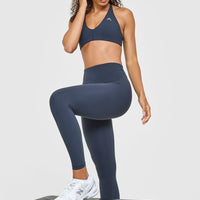 Unified High Waisted Leggings White Logo | True Blue