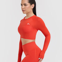 Go To Seamless Fitted Crop Long Sleeve Top | Charged Orange
