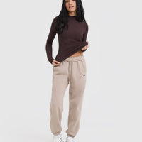 Mellow™ Rib Mock Neck Long Sleeve Top | Plum Brown