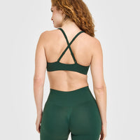 EasyLift™ Cross Back Sports Bra with White Logo | Racing Green