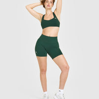 EasyLift™ Cross Back Sports Bra with White Logo | Racing Green