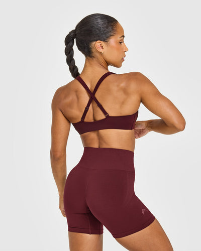 EasyLift™ Cross Back Sports Bra with White Logo | Rosewood