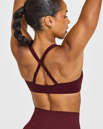 EasyLift™ Cross Back Sports Bra with White Logo | Rosewood