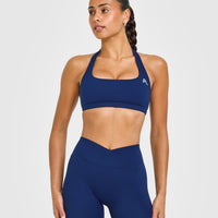 EasyLift™ Halter Bralette with White Logo | Midnight