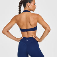 EasyLift™ Halter Bralette with White Logo | Midnight