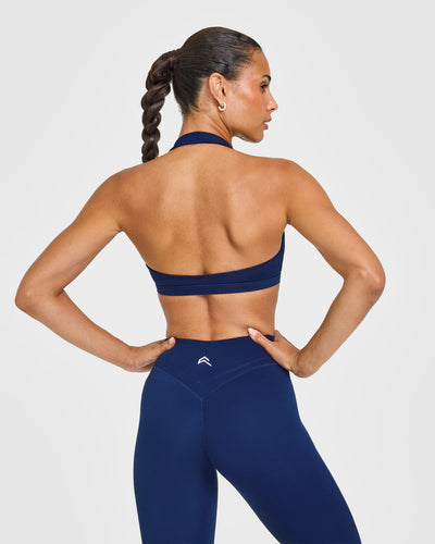 EasyLift™ Halter Bralette with White Logo | Midnight