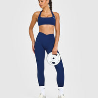 EasyLift™ Halter Bralette with White Logo | Midnight