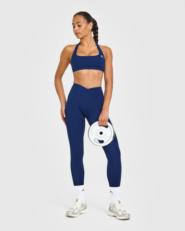 EasyLift™ Halter Bralette with White Logo | Midnight