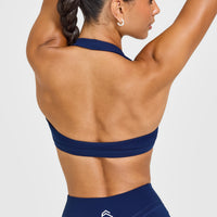 EasyLift™ Halter Bralette with White Logo | Midnight