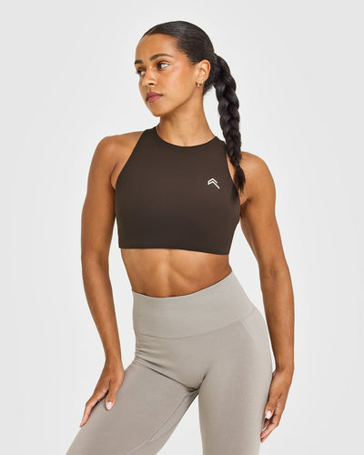 EasyLift™ High Neck Sports Bra | 70% Cocoa