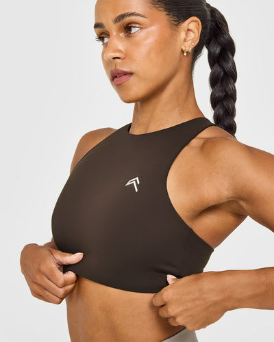 EasyLift™ High Neck Sports Bra | 70% Cocoa