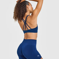 EasyLift™ High Neck Sports Bra with White Logo | Midnight