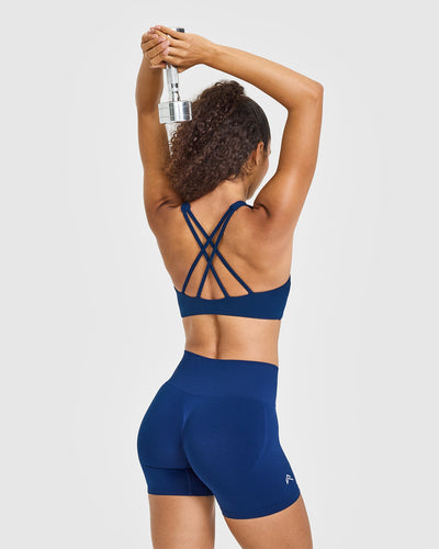 EasyLift™ High Neck Sports Bra with White Logo | Midnight