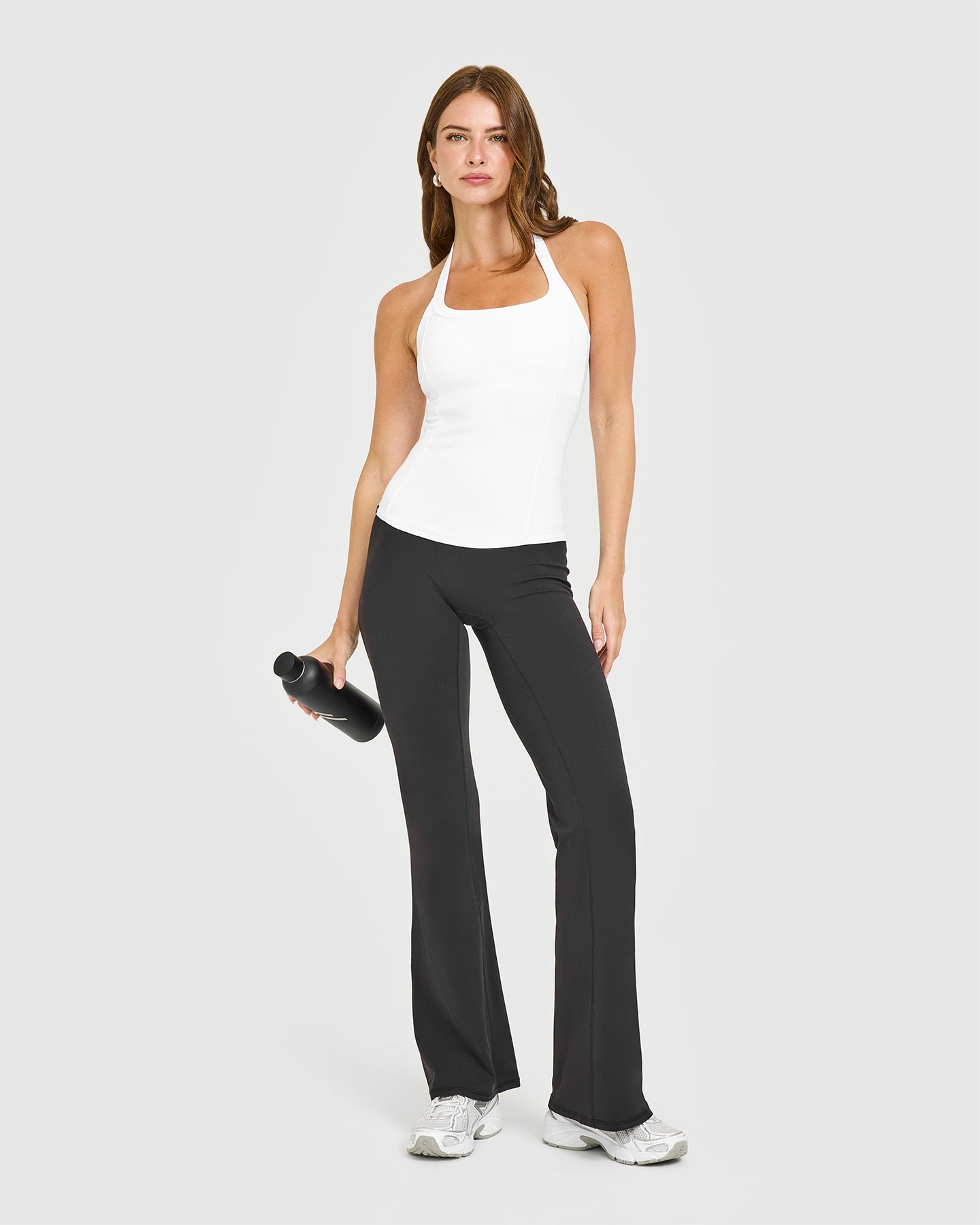 Mellow™ Rib Halter Neck Vest with Built in Bra Shelf | White