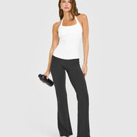 Mellow™ Rib Halter Neck Vest with Built in Bra Shelf | White